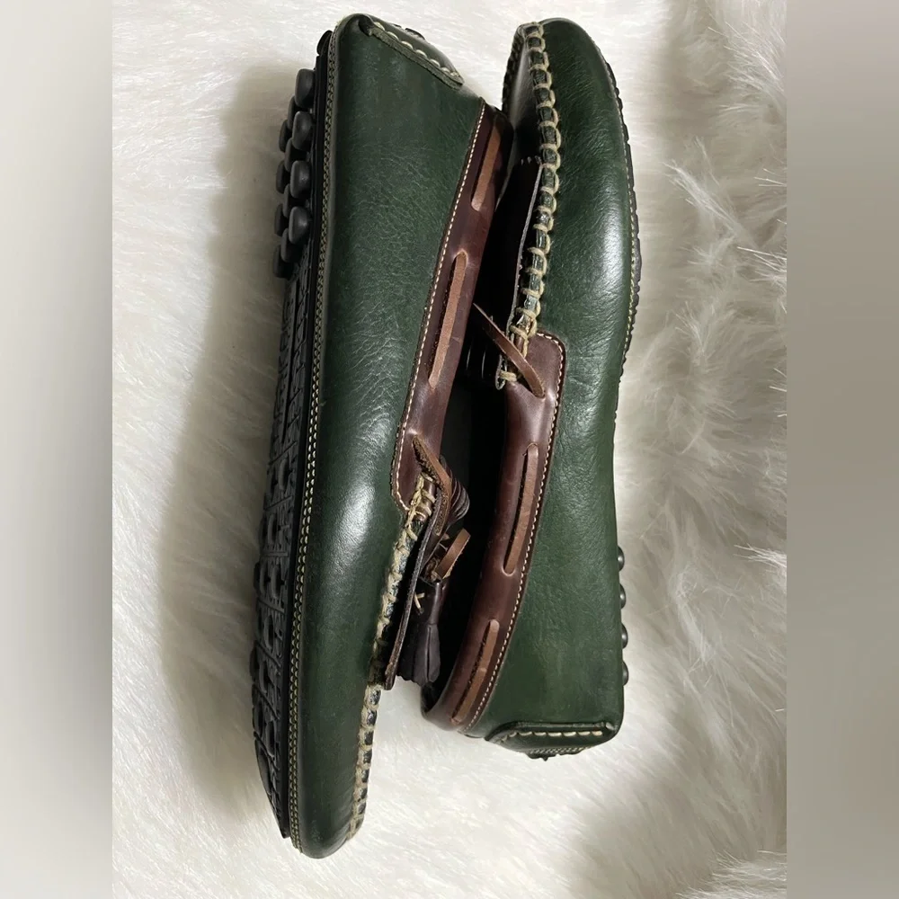 Vintage Cole Haan Green Brown Leather Dress Loafers shoes